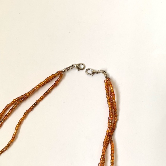 pink tan pearly disc beads 3 strand necklace with iridescent sequins boho chic - Picture 8 of 17